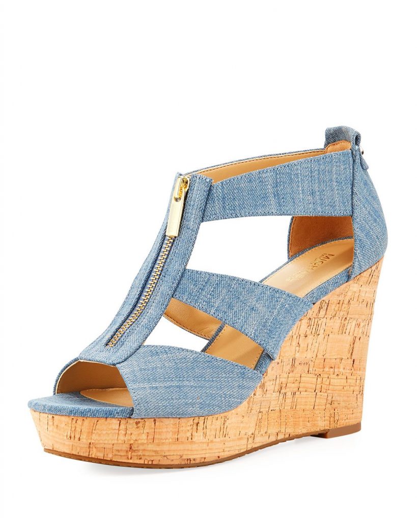 Denim Wedge Sandals