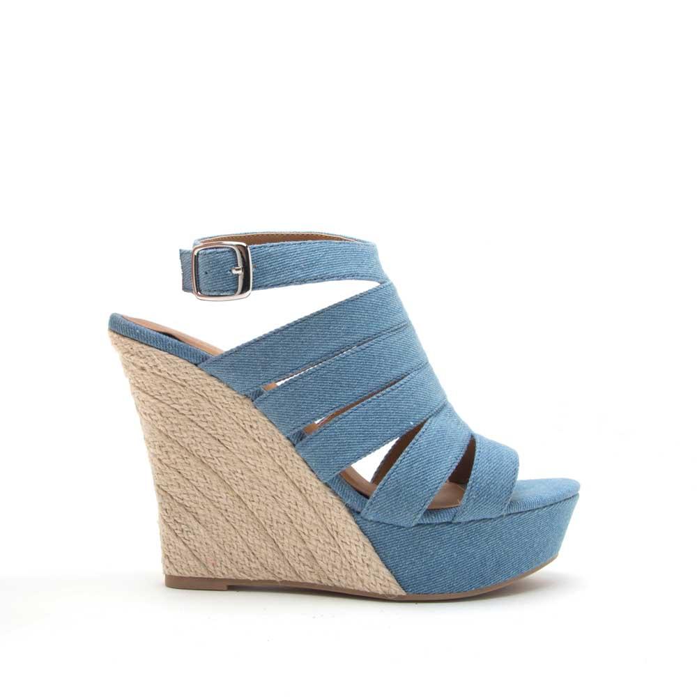 Denim Wedge Sandals - CraftySandals.com