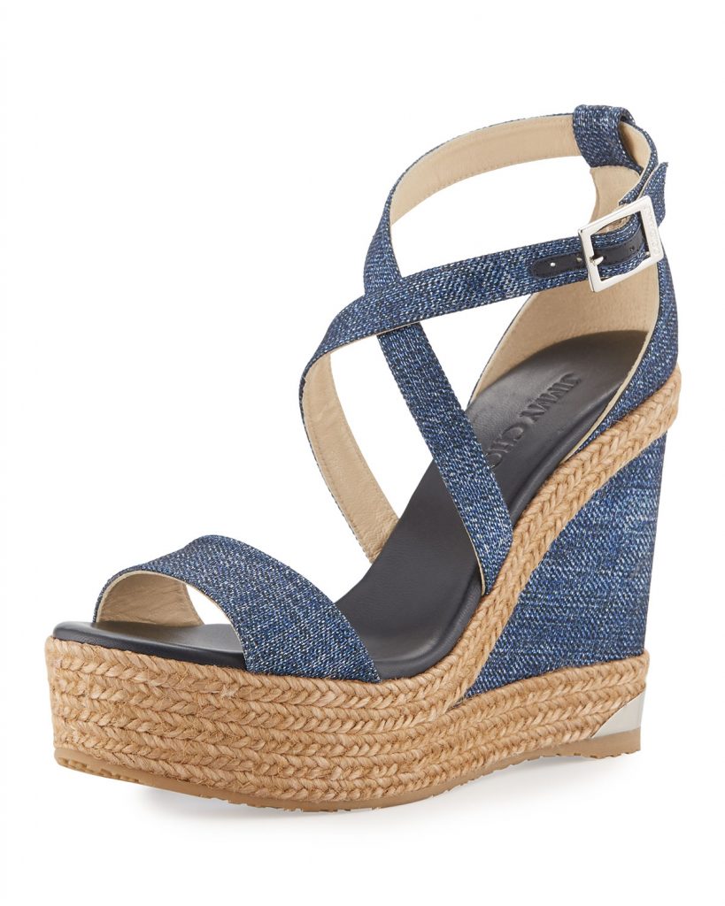 Denim Wedge Sandals