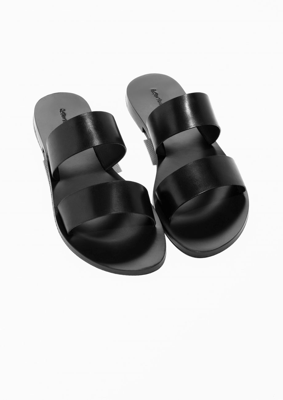 Black Two Strap Sandals - CraftySandals.com