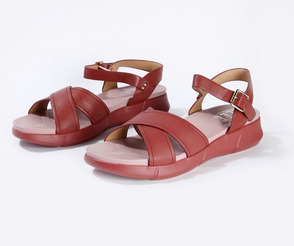maroon flat sandals