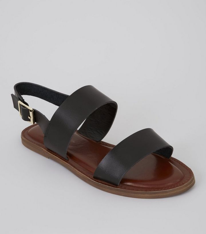 Black Double Strap Sandals - CraftySandals.com